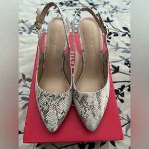 Sling backs, snakeskin, size 8